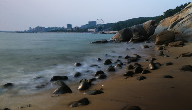 黄昏 海浪 礁石