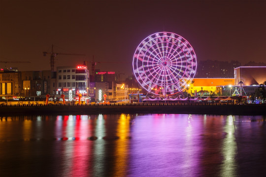 木渎古镇寿桃湖夜景