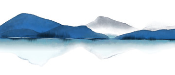 藍(lán)色水墨山水