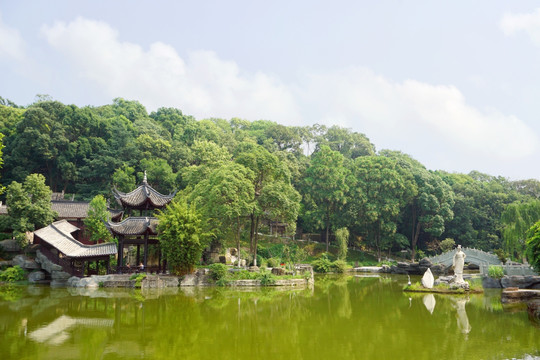 中式园林景观 水榭亭台