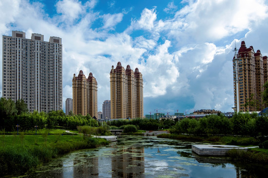 城市风光 城市倒影