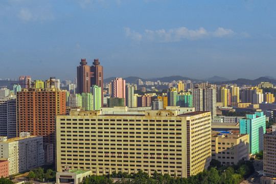 朝鲜平壤城市天际线景色