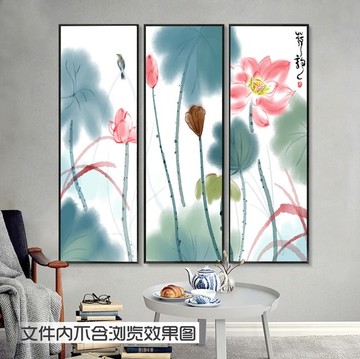 中式荷花装饰画