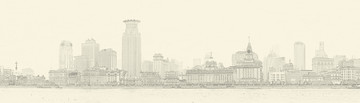 上海外灘全景線描
