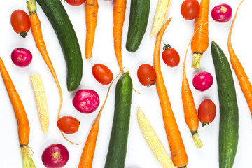 蔬菜背景 萝卜 番茄 玉米笋