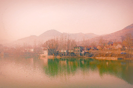 水墨山水風景畫