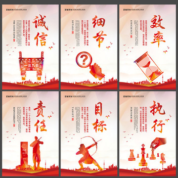誠信責任細節(jié)目標效率執(zhí)行展板