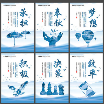 夢(mèng)想奉獻(xiàn)決策承擔(dān)效率積極文化墻