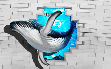 3D壁画鲸鱼