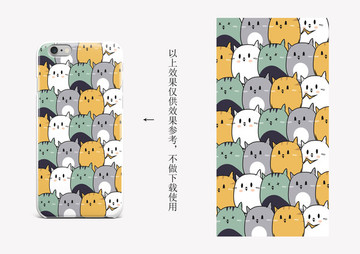 可愛(ài)卡通貓咪手機(jī)殼PSD圖案
