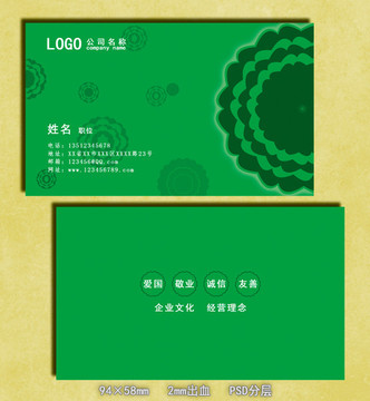 綠色花紋名片模版