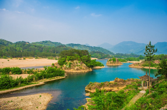 楠溪江狮子岩山水 山水湖泊