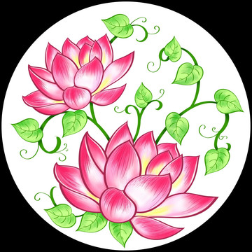 美麗的荷花與綠葉