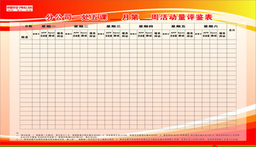 中國(guó)平安周活動(dòng)量評(píng)鑒表
