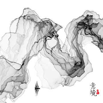 抽象意境水墨画