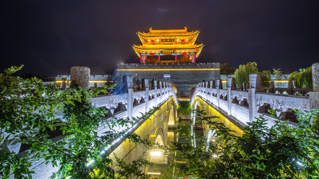 台儿庄古城夜景