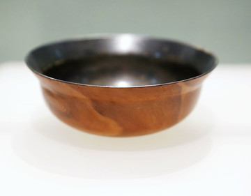 清朝木纹釉折腰碗