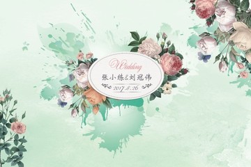 白綠 粉綠背景
