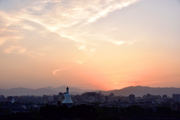 北海白塔 西山晚霞