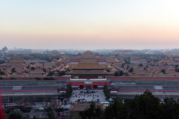 故宫博物院 夕阳 鸟瞰故宫