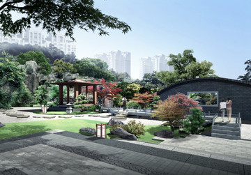 日式花園景觀效果圖