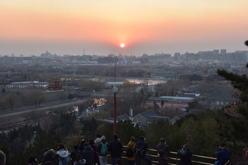 北京西山 落日 景山鸟瞰