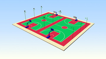 篮球场3d效果图设计