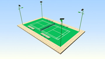 羽毛球场3d效果图