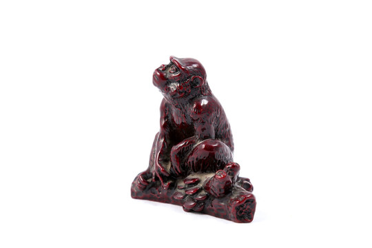 石雕十二生肖红色的猴子雕像