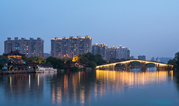 杭州运河拱宸桥夜景 杭州夜景