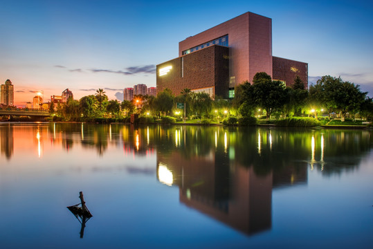 温州夜景 城市夜景 温州规划馆