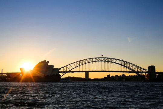 澳洲悉尼歌剧院和海港大桥黄昏