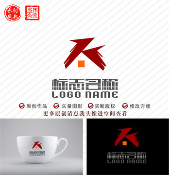 K字母标志房子装饰logo