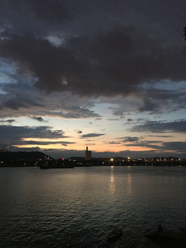 天空 晚霞 江景 蓝天白云