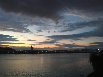 天空 晚霞 江景 蓝天白云