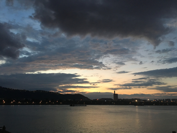 天空 晚霞 江景 蓝天白云