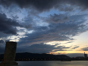 天空 晚霞 江景 蓝天白云