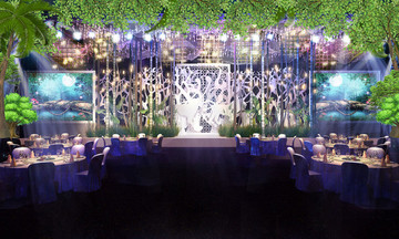 3D森系梦幻婚礼舞台设计效果图