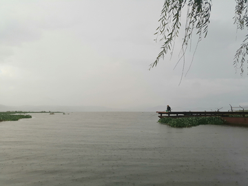 阴雨天垂钓