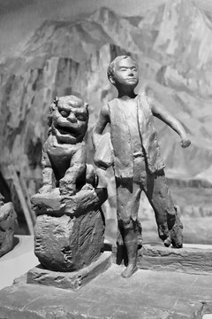 旧社会儿童雕塑