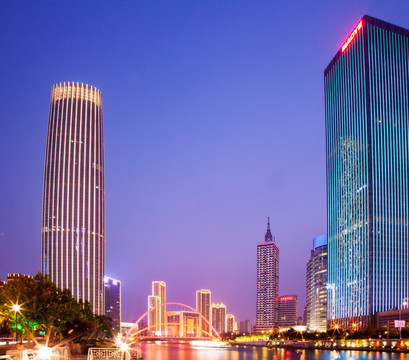 天津海河夜景 津塔夜景