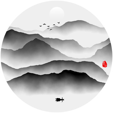 水墨山水 新中式水墨掛畫