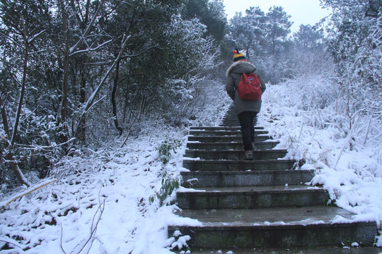 长沙梅溪湖桃花岭雪景