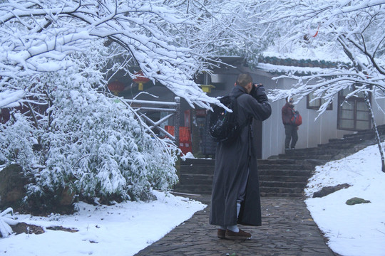 岳麓山拍雪景