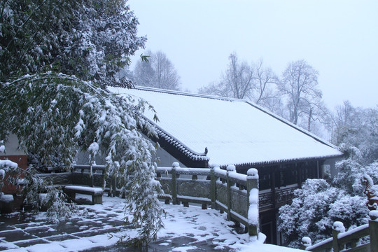 岳麓山麓山寺雪景