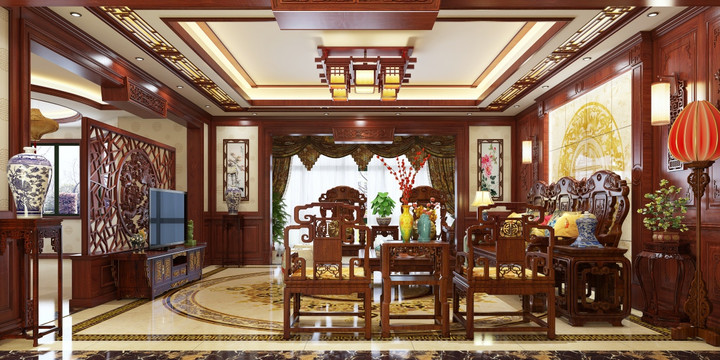 中式整木客厅