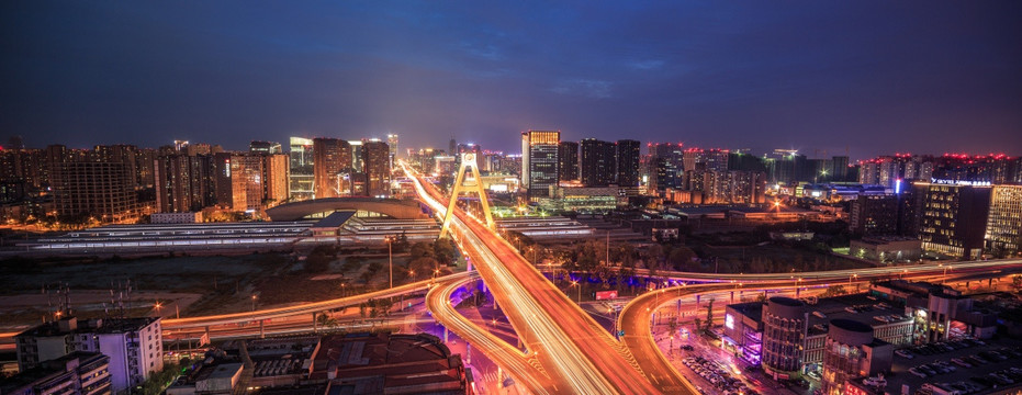 天府立交全景 高清夜景