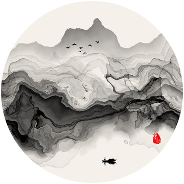 水墨意境山水装饰画