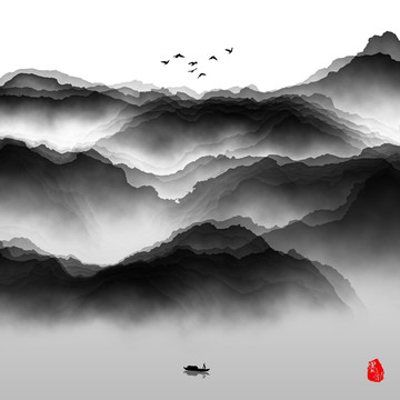 抽象水墨山水