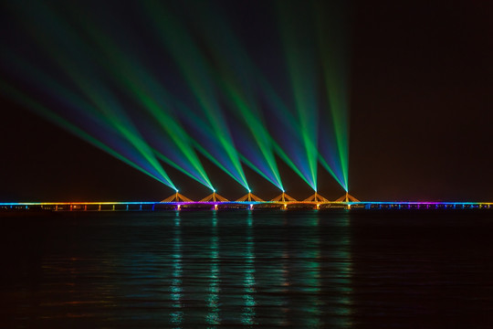 乌海湖大桥灯光秀